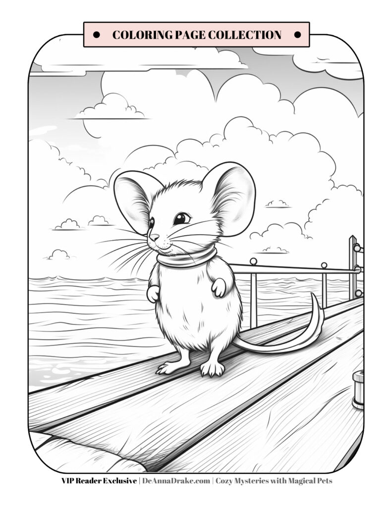 Mouse on a pier coloring page