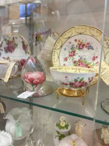 Photo of a teacup in a display case