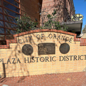 Photo of City of Orange Plaza Historic District sign