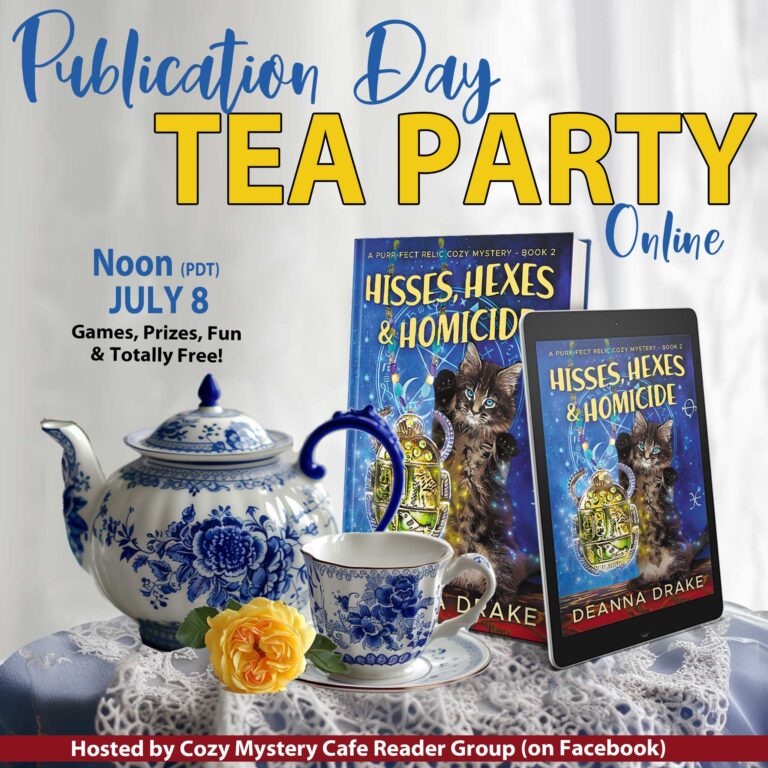 BOOK LAUNCH ONLINE TEA PARTY: Hisses, Hexes, and Homicide